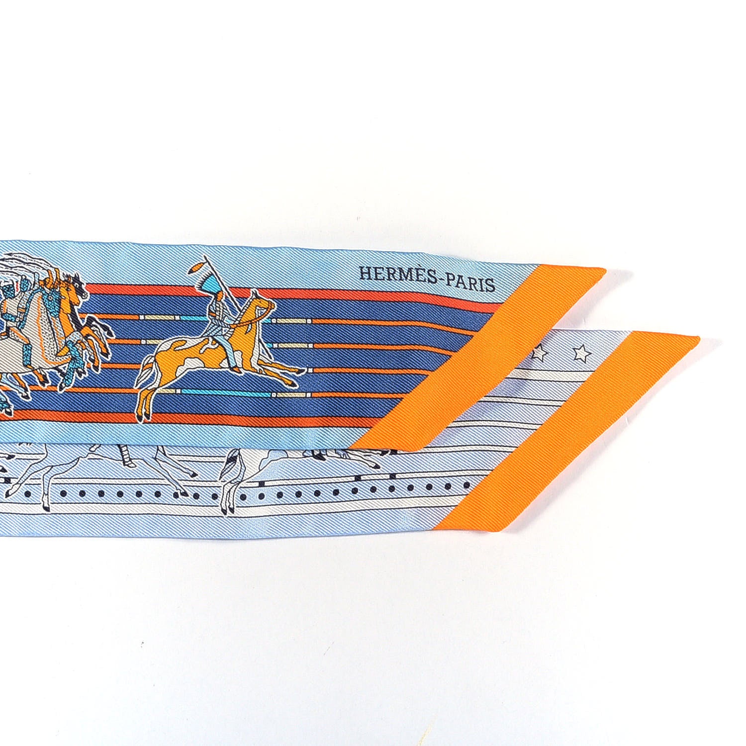 Hermes Silk Pani La Shar Pawnee Twilly Ciel Orange White 2 of 3