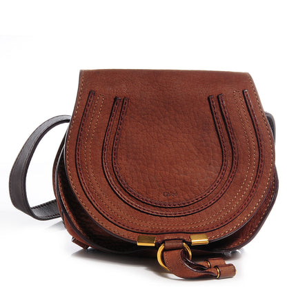 Chloe Nubuck Calfskin Mini Marcie Round Crossbody Bag Oak 1 of 8