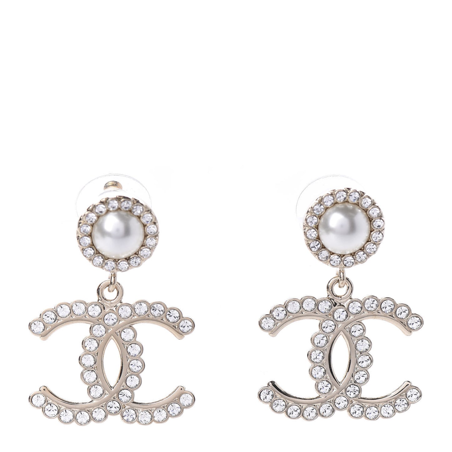 Crystal Pearl Bow-tiful CC Drop Earrings Gold