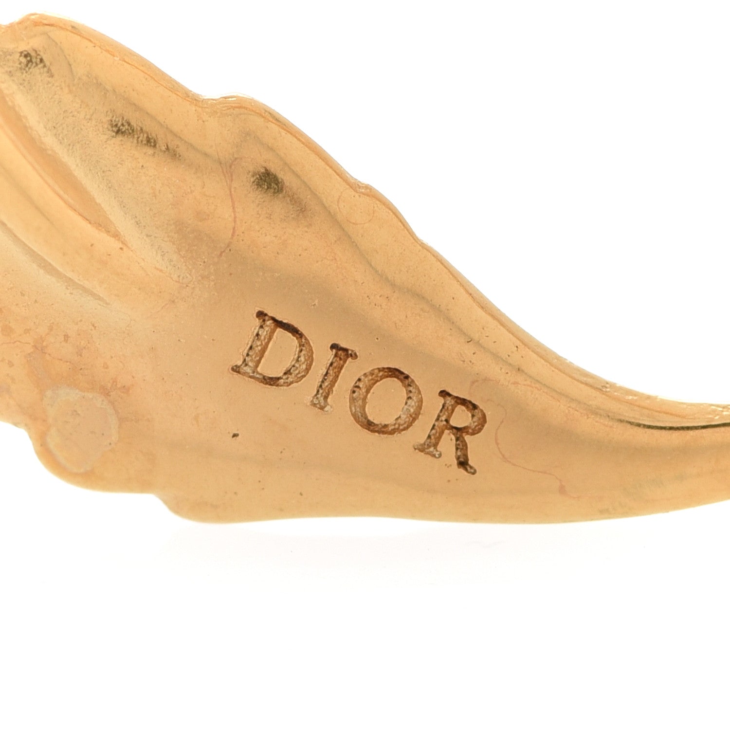 Christian Dior Metal Script Hoop Earrings Gold 4 of 5
