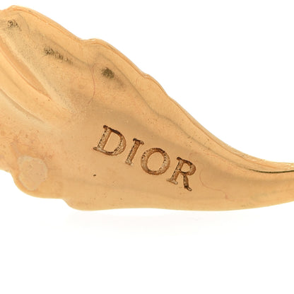 Christian Dior Metal Script Hoop Earrings Gold 4 of 5