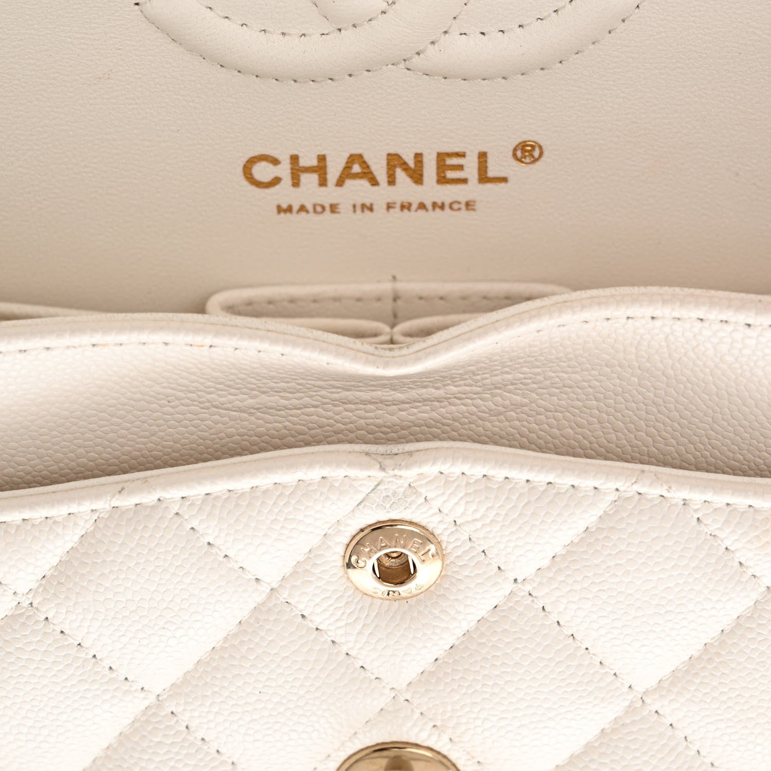 Chanel Caviar Quilted Small Double Flap White 13 of 15