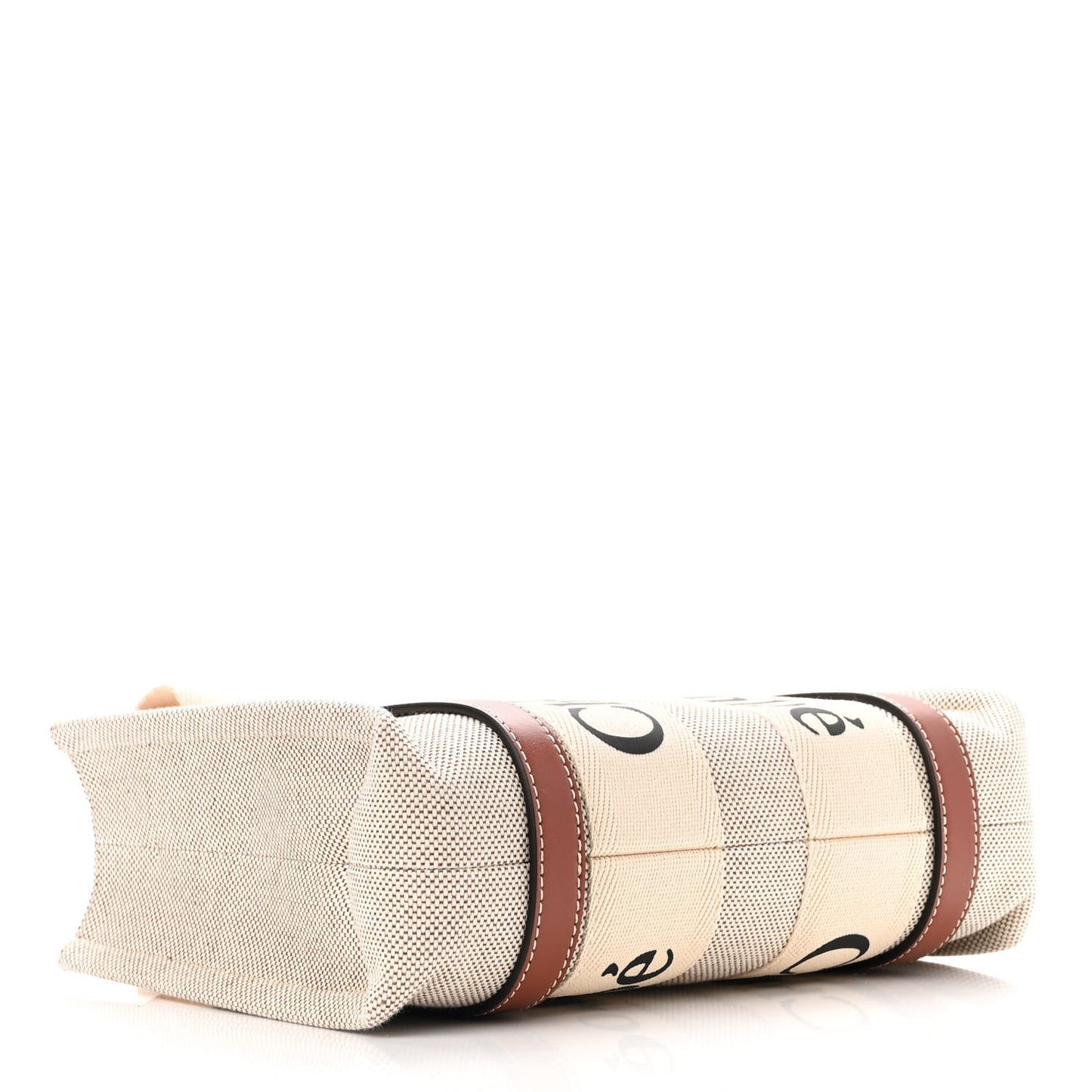 Cotton Calfskin Small Woody Ribbon Tote With Strap White Brown