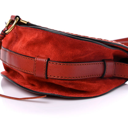 Chloe Suede Calfskin Braided Mini Marcie Round Crossbody Bag Red 8 of 11