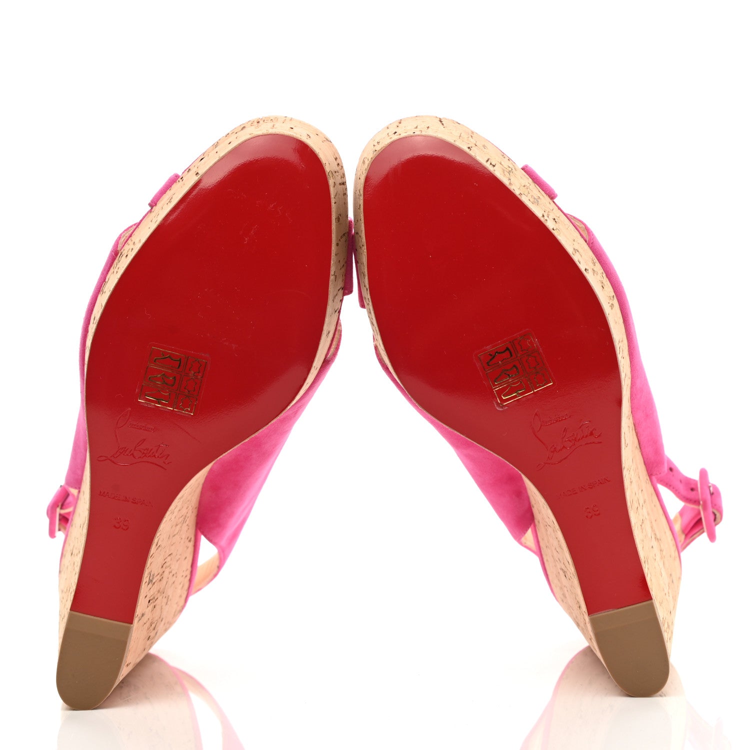 Christian Louboutin Suede Cork Reine De Liege 120 Wedges 39 Pink Natural 5 of 8