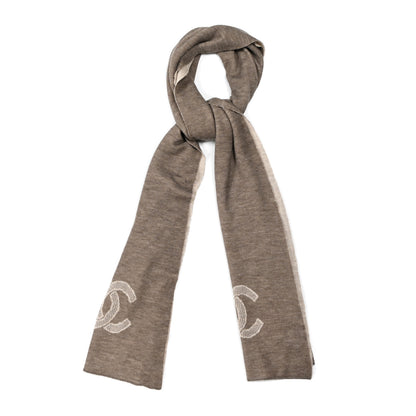 Chanel Cashmere CC Stole Taupe 1 of 3