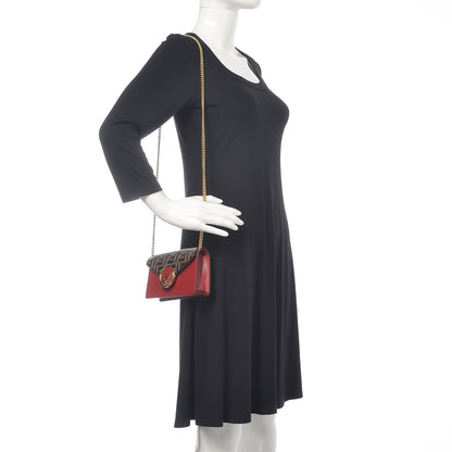 Fendi Vitello Cruise F is Fendi Bi-Color FF 1974 Embossed Envelope Belt Bag Maya Black Fragola 3 of 11