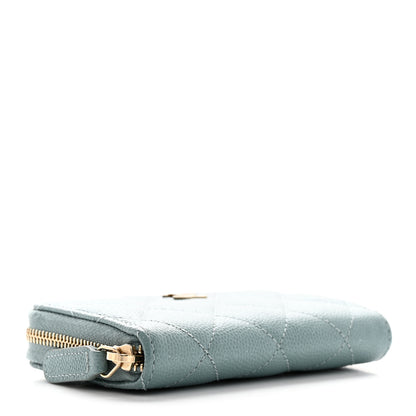Chanel Iridescent Caviar Quilted Zip Coin Purse Light Blue 4 of 8