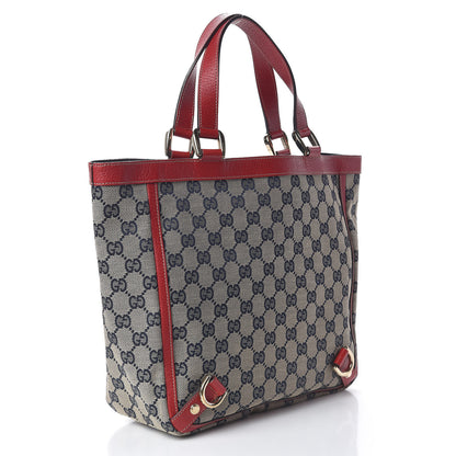 Gucci Monogram Abbey Small Tote Navy Red 3 of 11