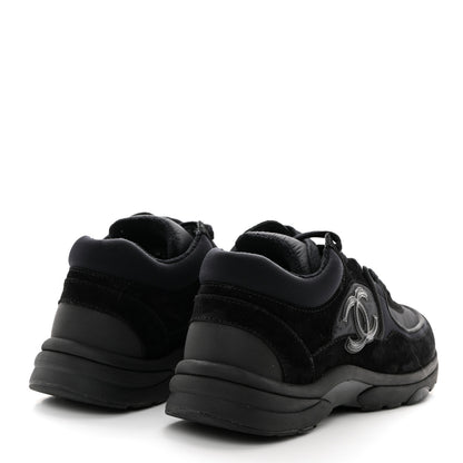 Chanel Nylon Calfskin Suede CC Sneakers 39 Black 4 of 9