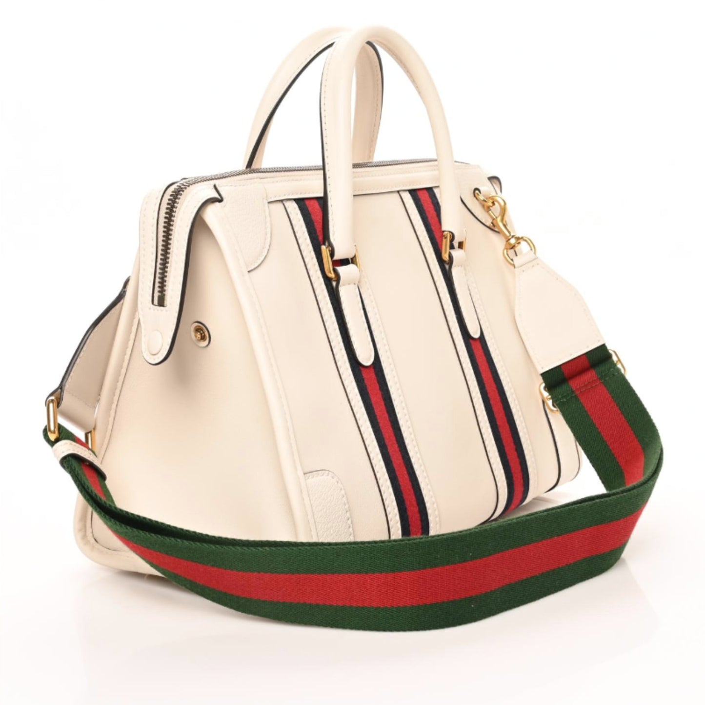 Koi Calfskin Medium Bauletto Duffle Top Handle Bag White