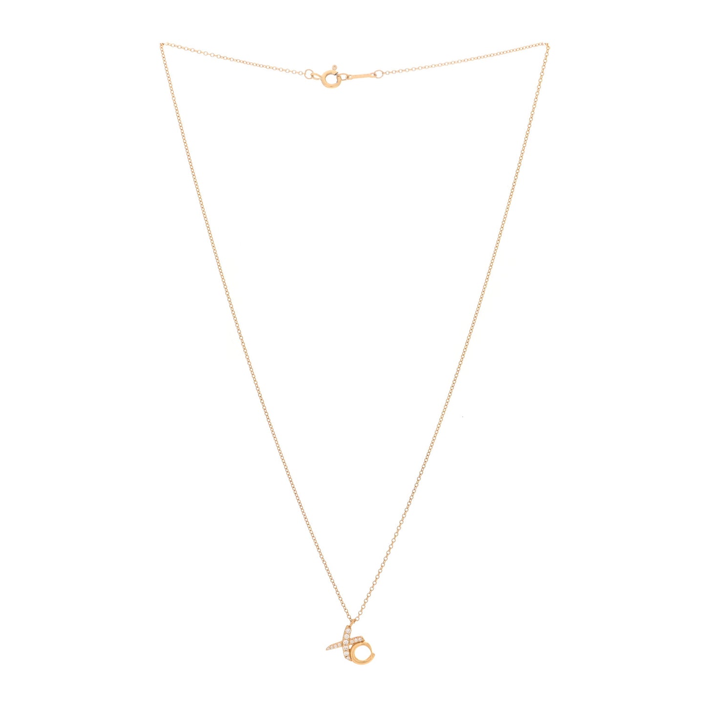 18K Yellow Gold Diamond Paloma Picasso Love & Kisses Pendant Necklace