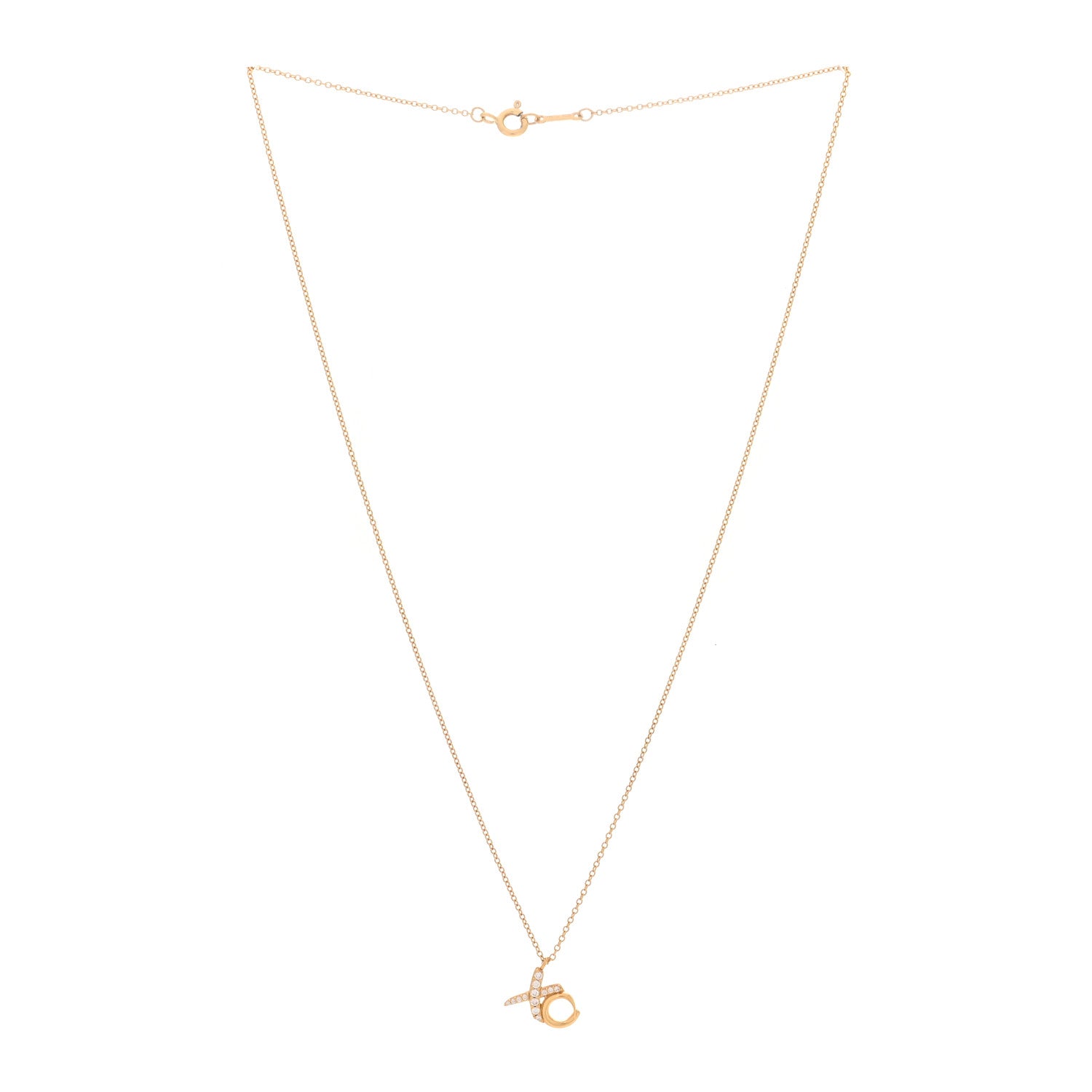 Tiffany 18K Yellow Gold Diamond Paloma Picasso Love & Kisses Pendant Necklace 3 of 6