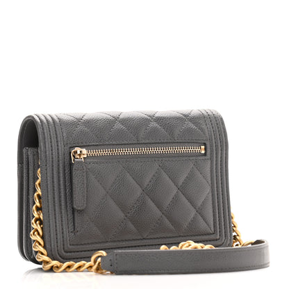 Chanel Caviar Quilted Mini Boy Wallet On Chain WOC Dark Gray 2 of 10