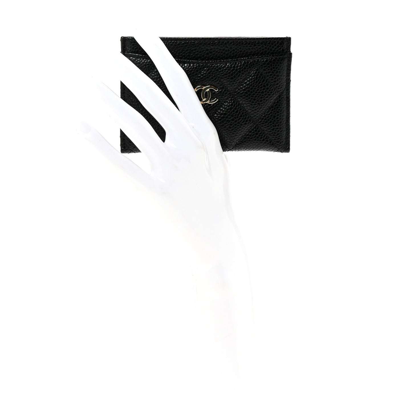 Caviar Quilted Card Holder Black