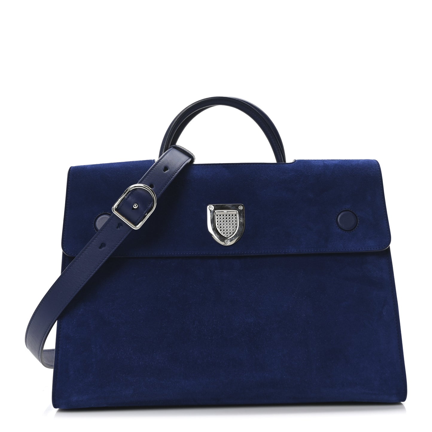Suede Large Diorever Flap Navy