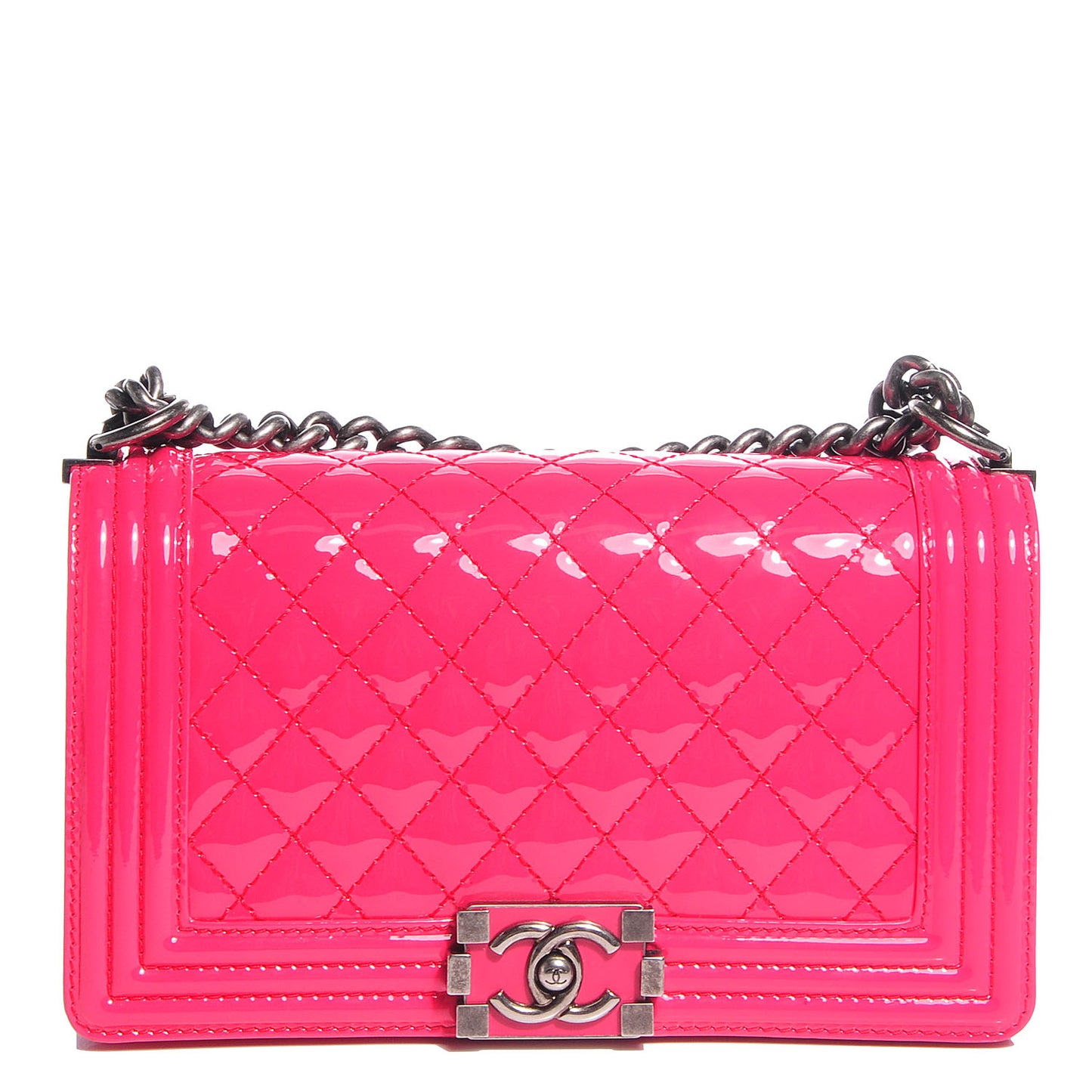 Patent Leather Medium Boy Bag Flap Pink
