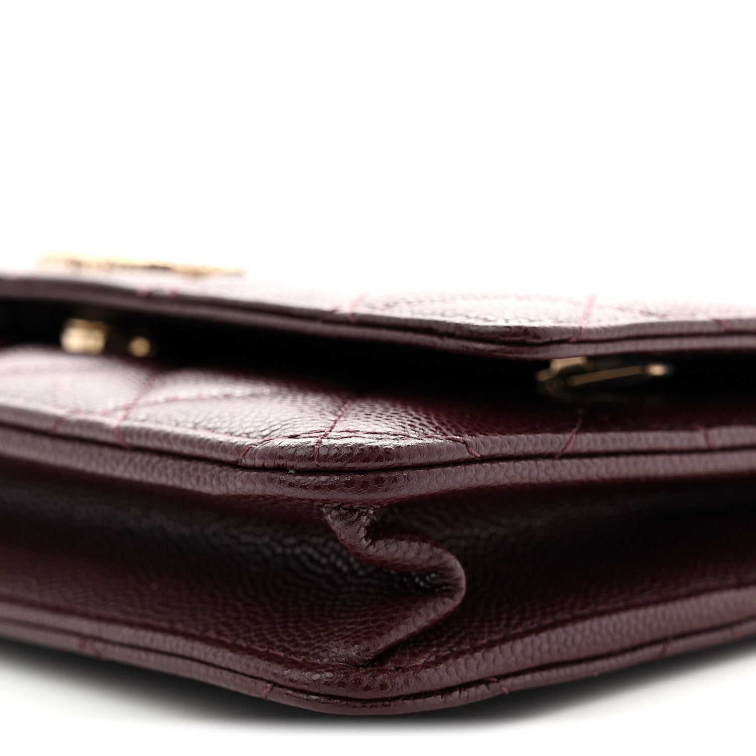 Chanel Shiny Caviar Quilted Strass Wallet On Chain WOC Bordeaux 10 of 10