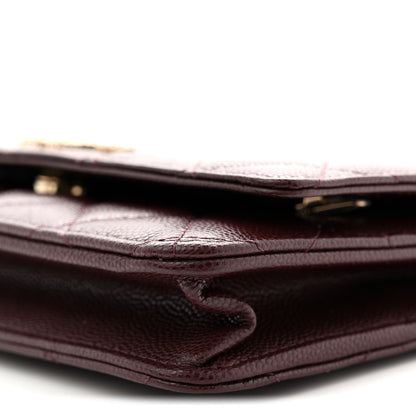Chanel Shiny Caviar Quilted Strass Wallet On Chain WOC Bordeaux 10 of 10