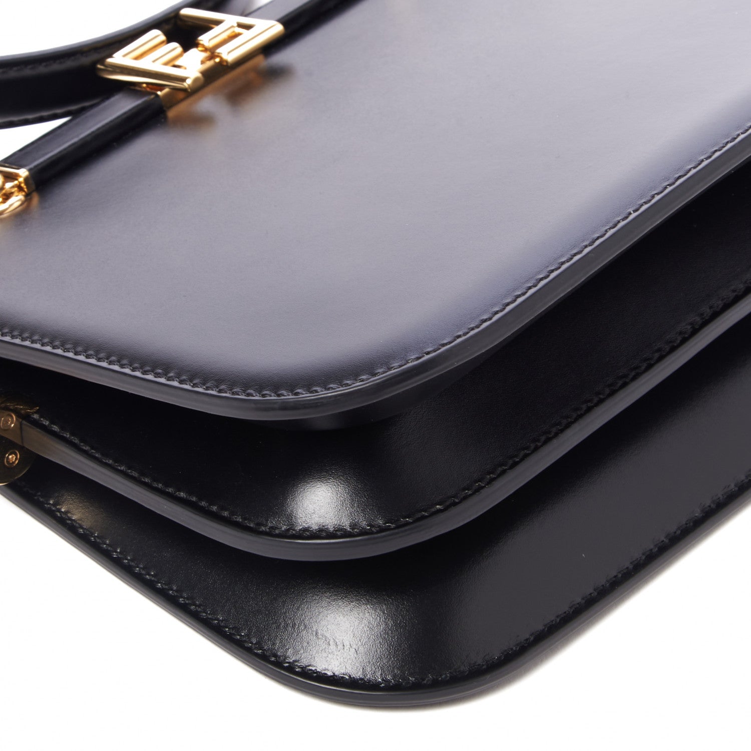 Fendi Vitello King Luxor Fendi Touch Shoulder Bag Black 6 of 10