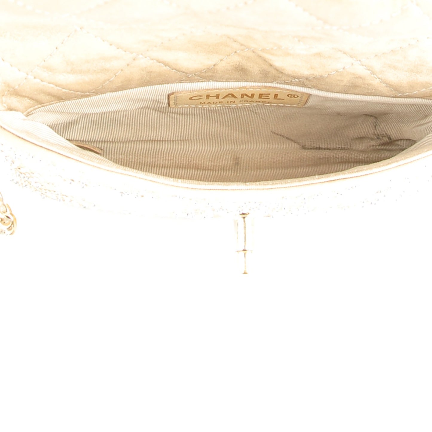 Metallic Calfskin Studded Mini Flap Gold