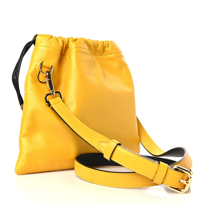 Fendi Soft Nappa Logo Small Drawstring Pouch Bag Sunflower Black 3 of 9