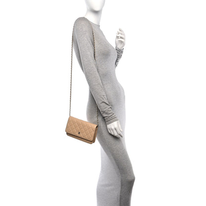 Chanel Caviar Quilted Wallet on Chain WOC Beige 2 of 12
