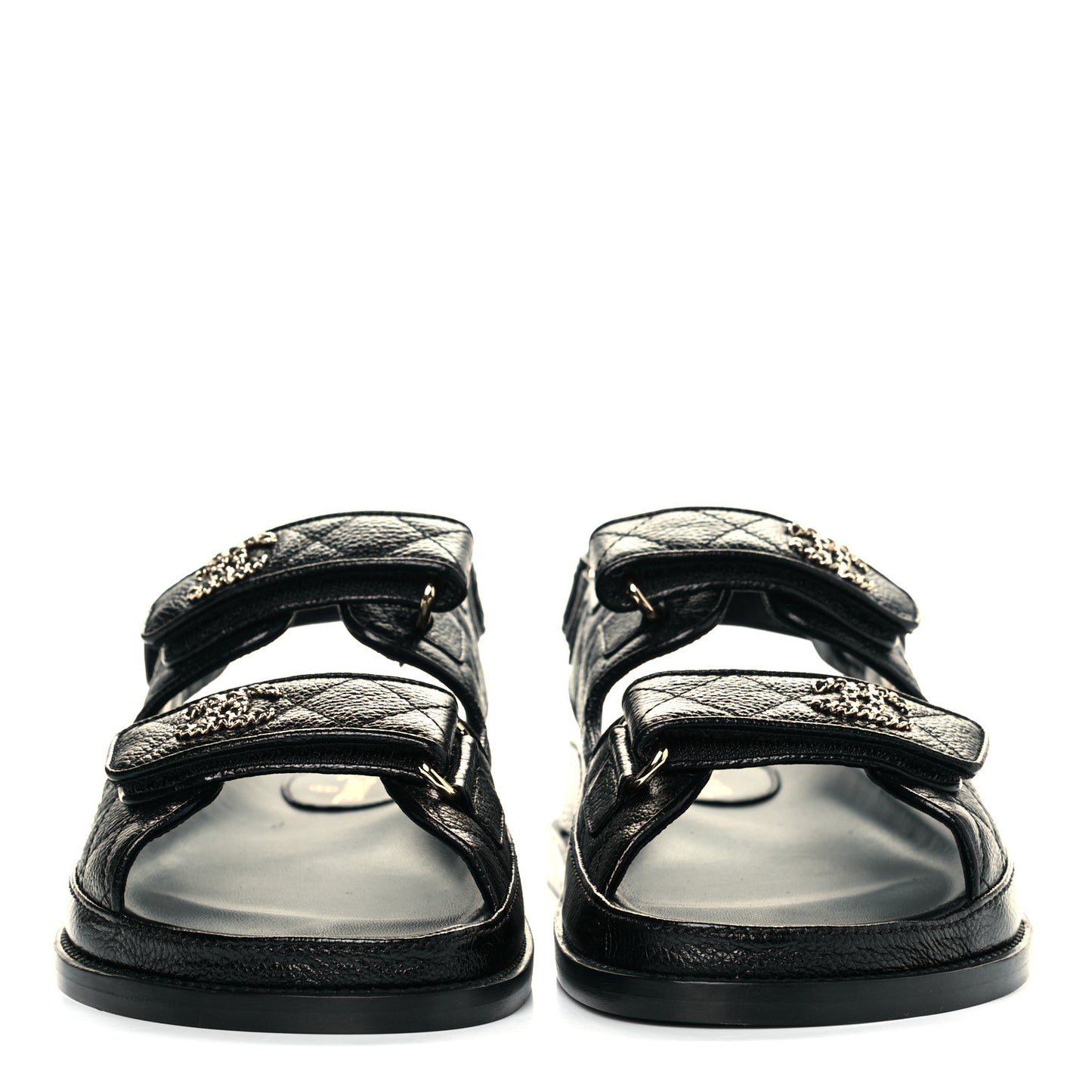 Grained Calfskin Velcro Dad Sandals 39 Black