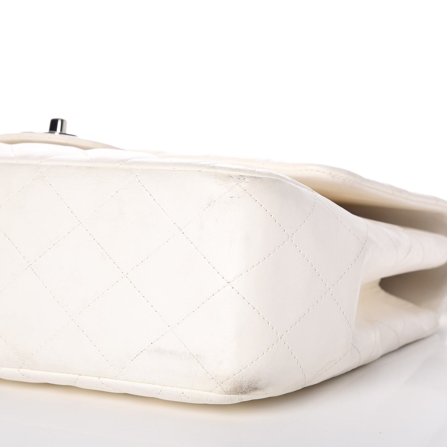 Lambskin Quilted Jumbo Single Flap White