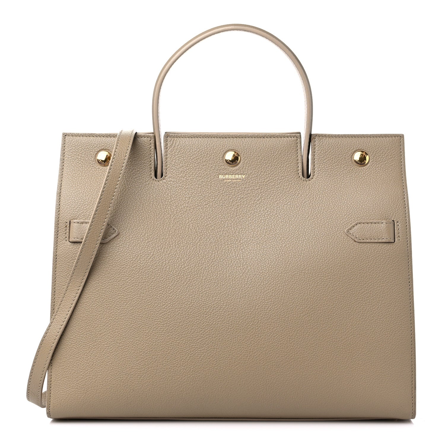 Burberry Grainy Calfskin Medium Title Bag Honey 1 of 15