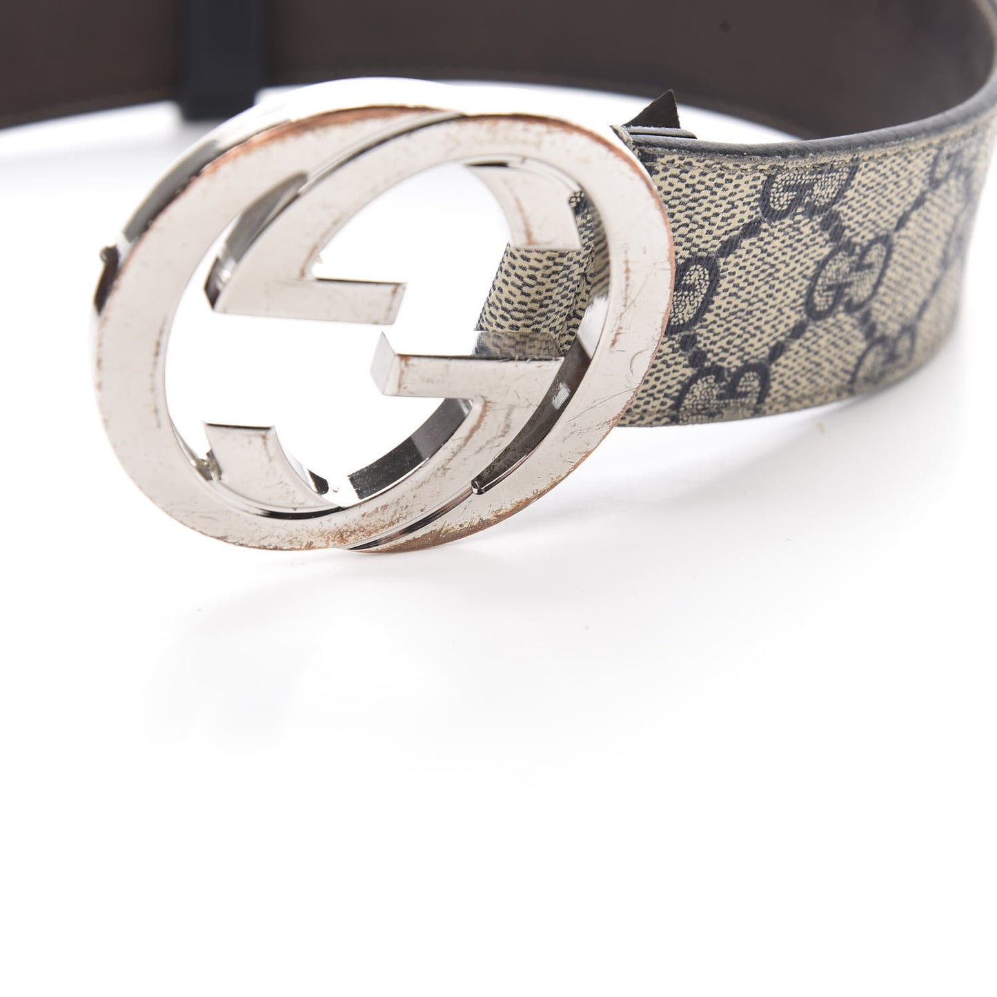 GG Supreme Monogram Selleria Calfskin Interlocking G 40mm Belt Beige Ebony Cocoa