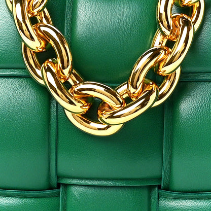 Bottega Veneta Lambskin Maxi Intreccio Padded Chain Cassette Crossbody Bag Racing Green 10 of 13