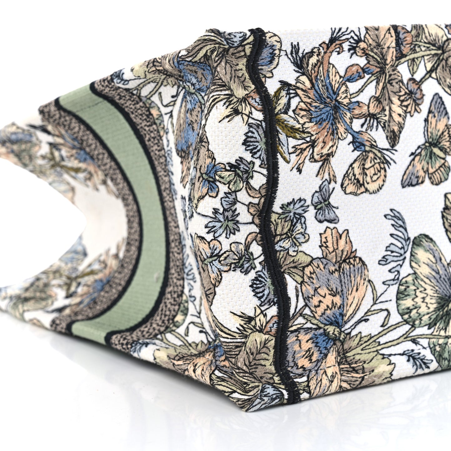 Canvas Embroidered Medium Around The World Book Tote White Multicolor