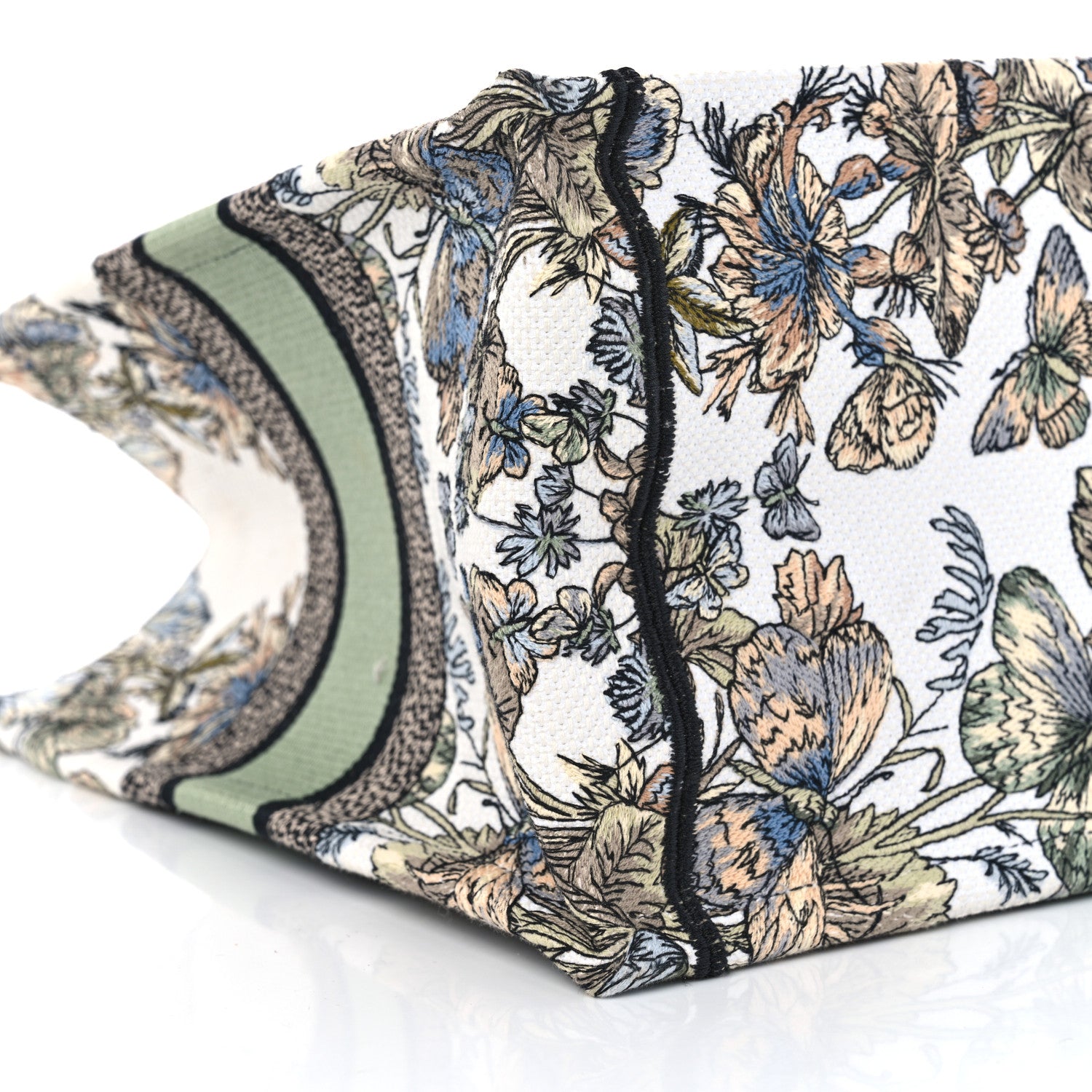 Christian Dior Canvas Embroidered Medium Around The World Book Tote White Multicolor 9 of 11