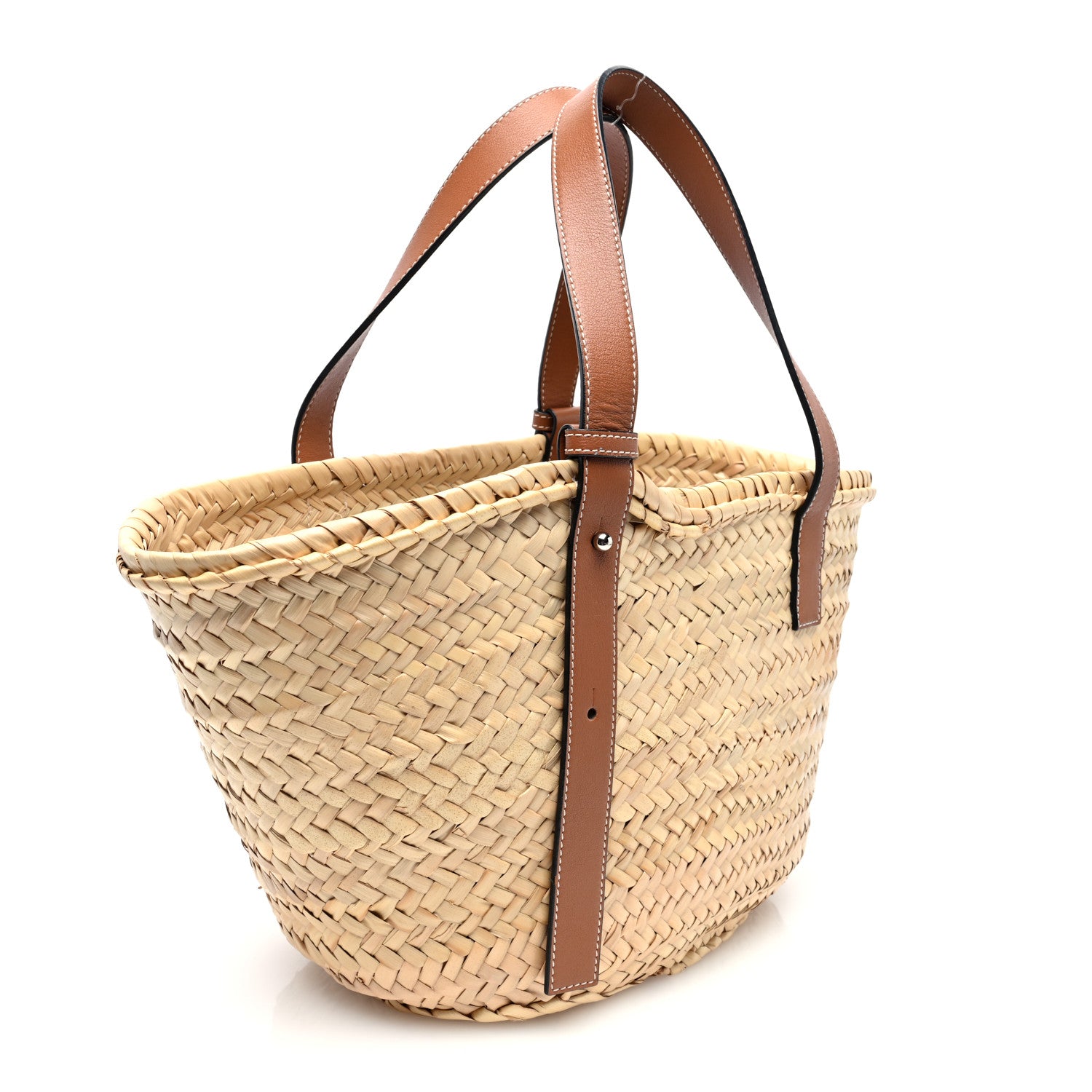 Loewe Raffia Basket Tote Bag Natural Tan Navy 3 of 10