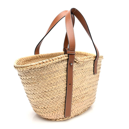 Loewe Raffia Basket Tote Bag Natural Tan Navy 3 of 10