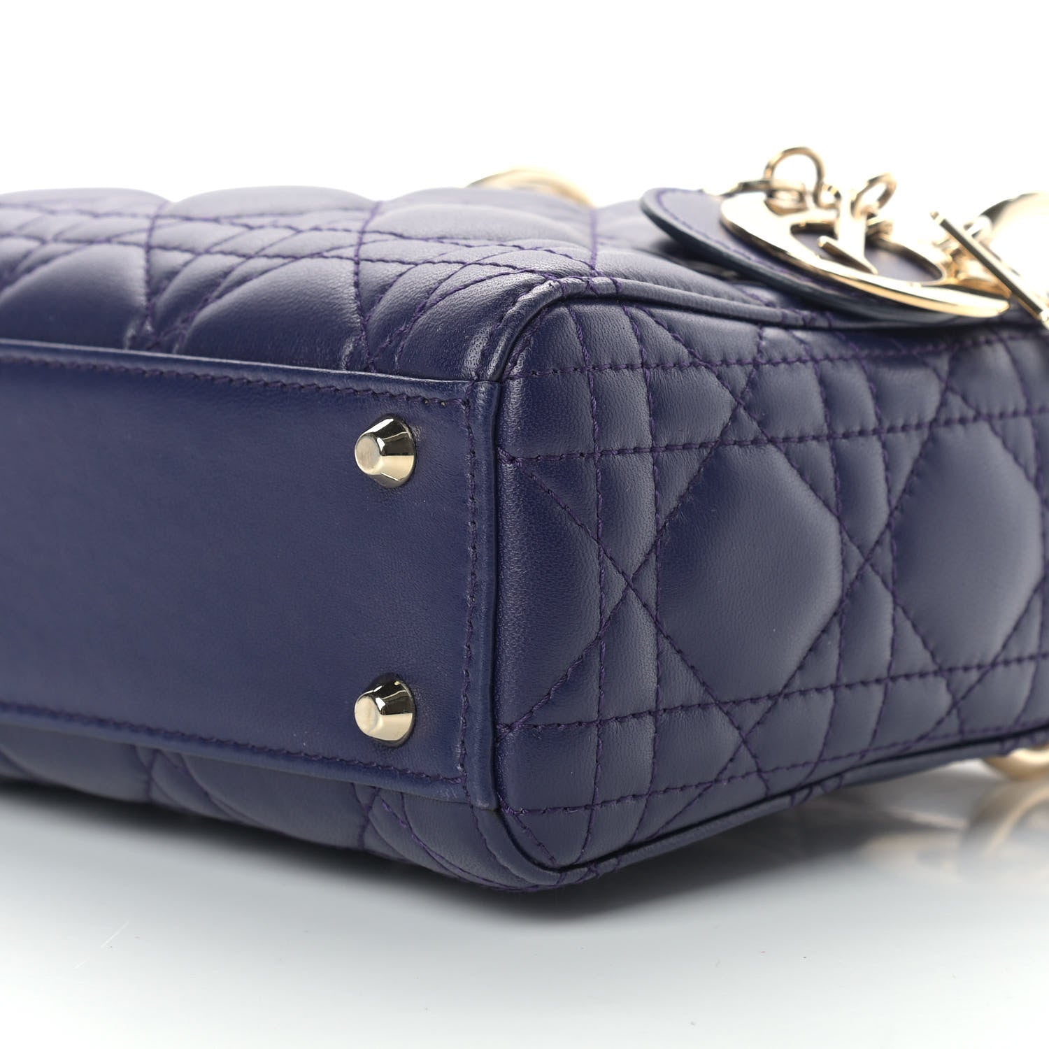 Christian Dior Lambskin Cannage Mini Lady Dior Navy Blue 8 of 8