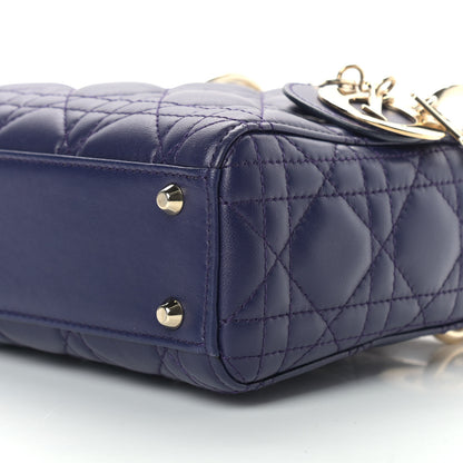 Christian Dior Lambskin Cannage Mini Lady Dior Navy Blue 8 of 8