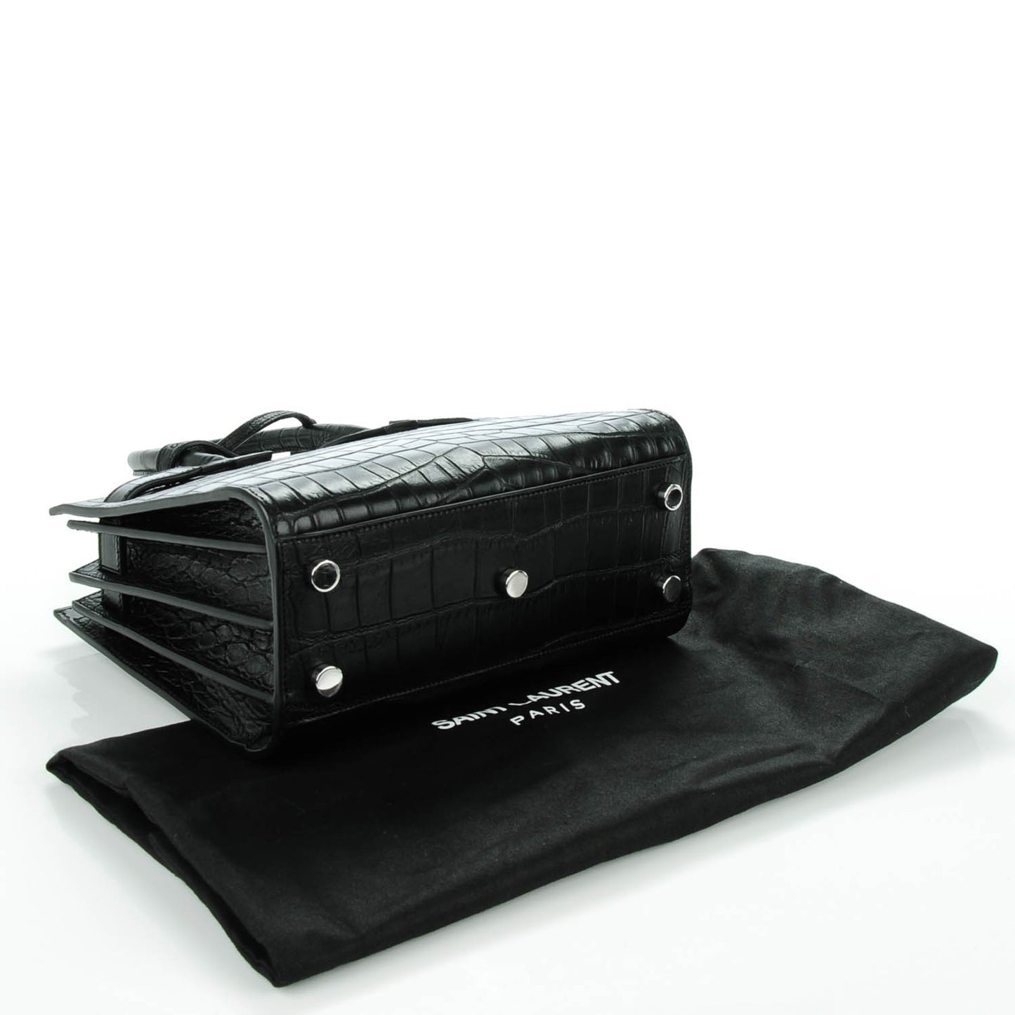 Calfskin Crocodile Embossed Nano Sac De Jour Black