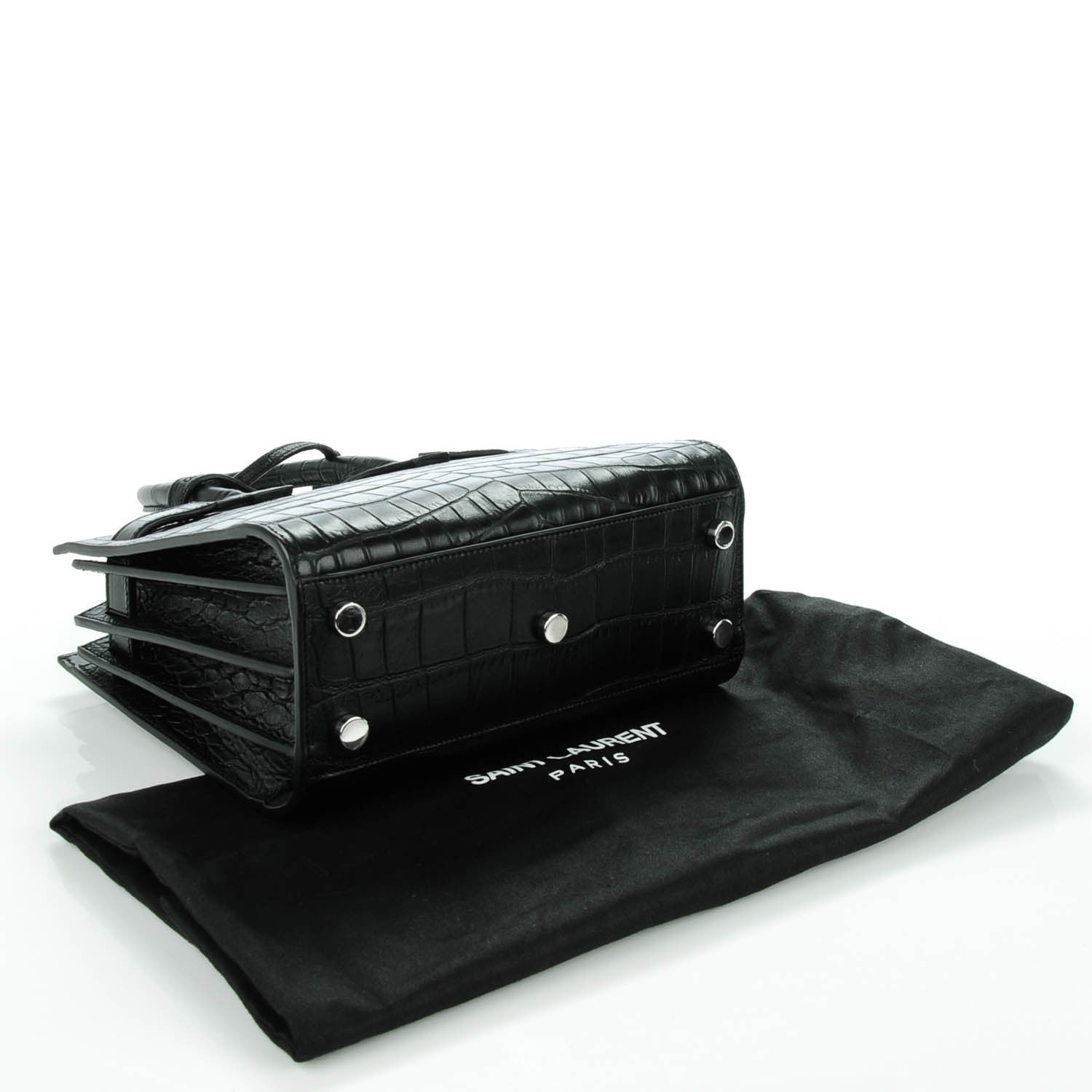 Saint Laurent Calfskin Crocodile Embossed Nano Sac De Jour Black 4 of 6