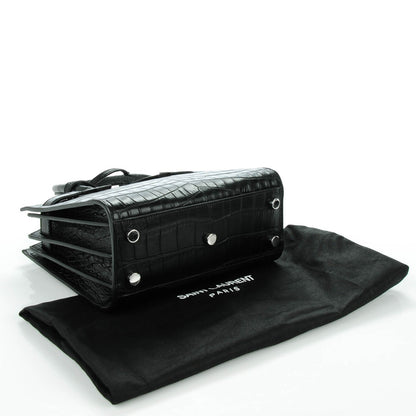 Saint Laurent Calfskin Crocodile Embossed Nano Sac De Jour Black 4 of 6