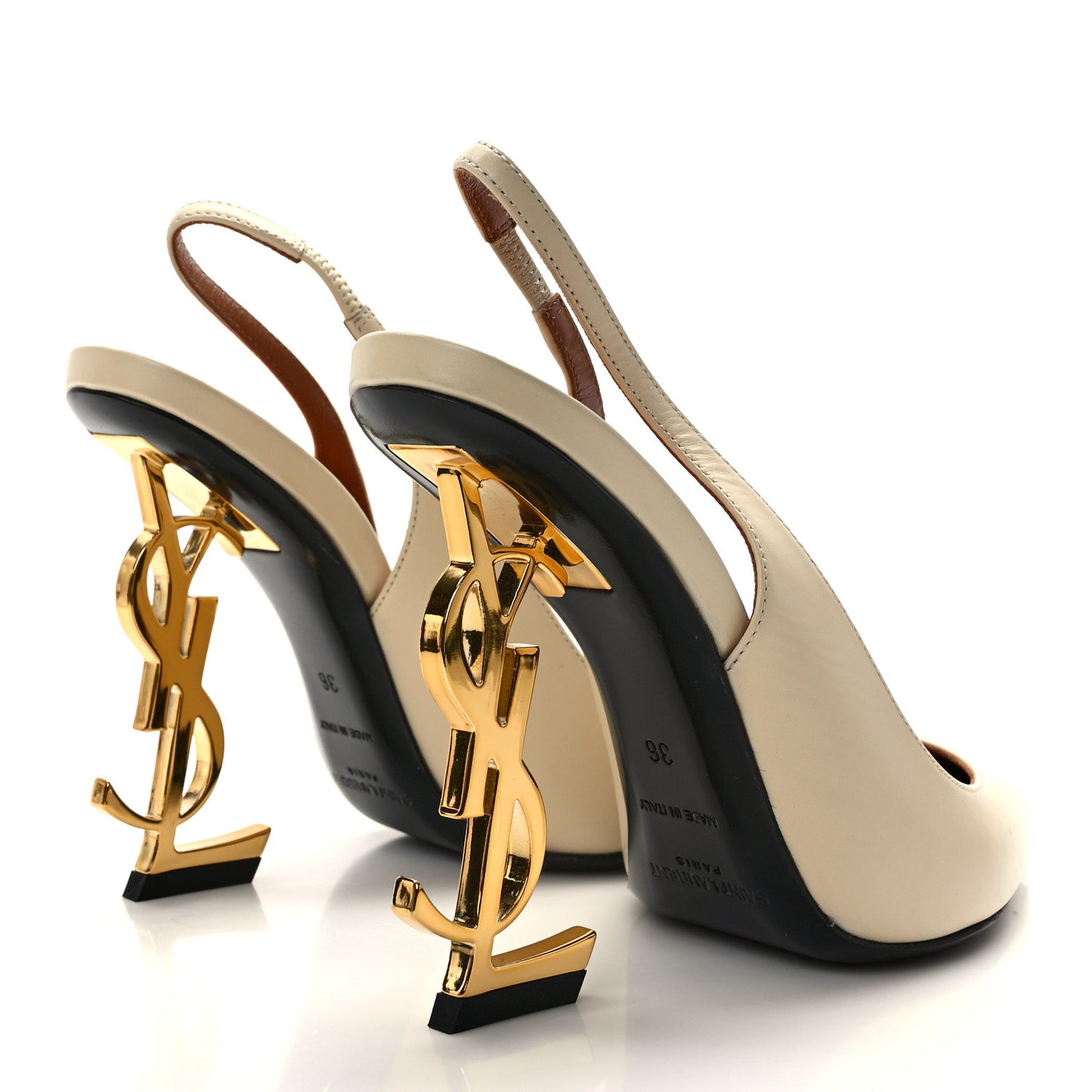 Calfskin Opyum 110 Slingback Pumps 36 Real Beige