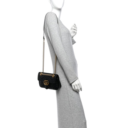 Gucci Calfskin Matelasse Mini GG Marmont Shoulder Bag Black 2 of 10