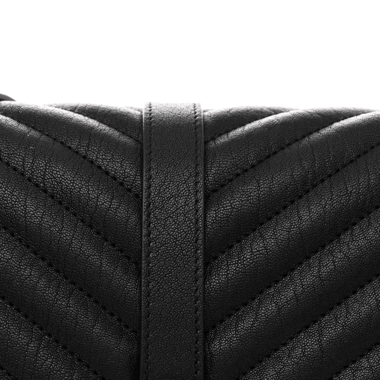 Saint Laurent Sheepskin Matelasse Chevron Monogram Large College Satchel Black 9 of 11
