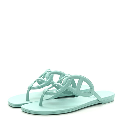 Hermes Rubber Womens Egerie Sandals 37 Vert Embrun 3 of 8