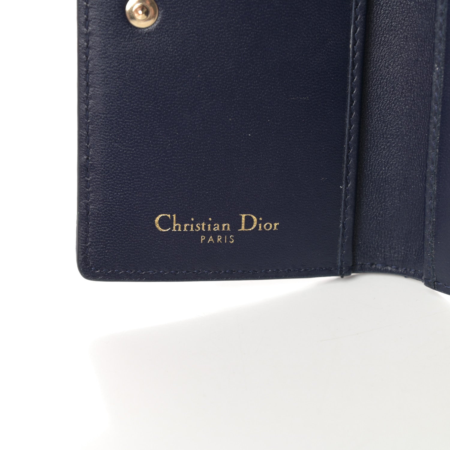 Christian Dior Grained Calfskin Cannage Diorama Wallet Blue 7 of 9