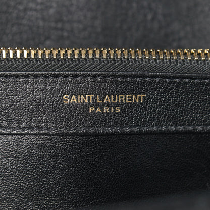 Saint Laurent Sheepskin Matelasse Chevron Monogram Large College Satchel Black 7 of 14