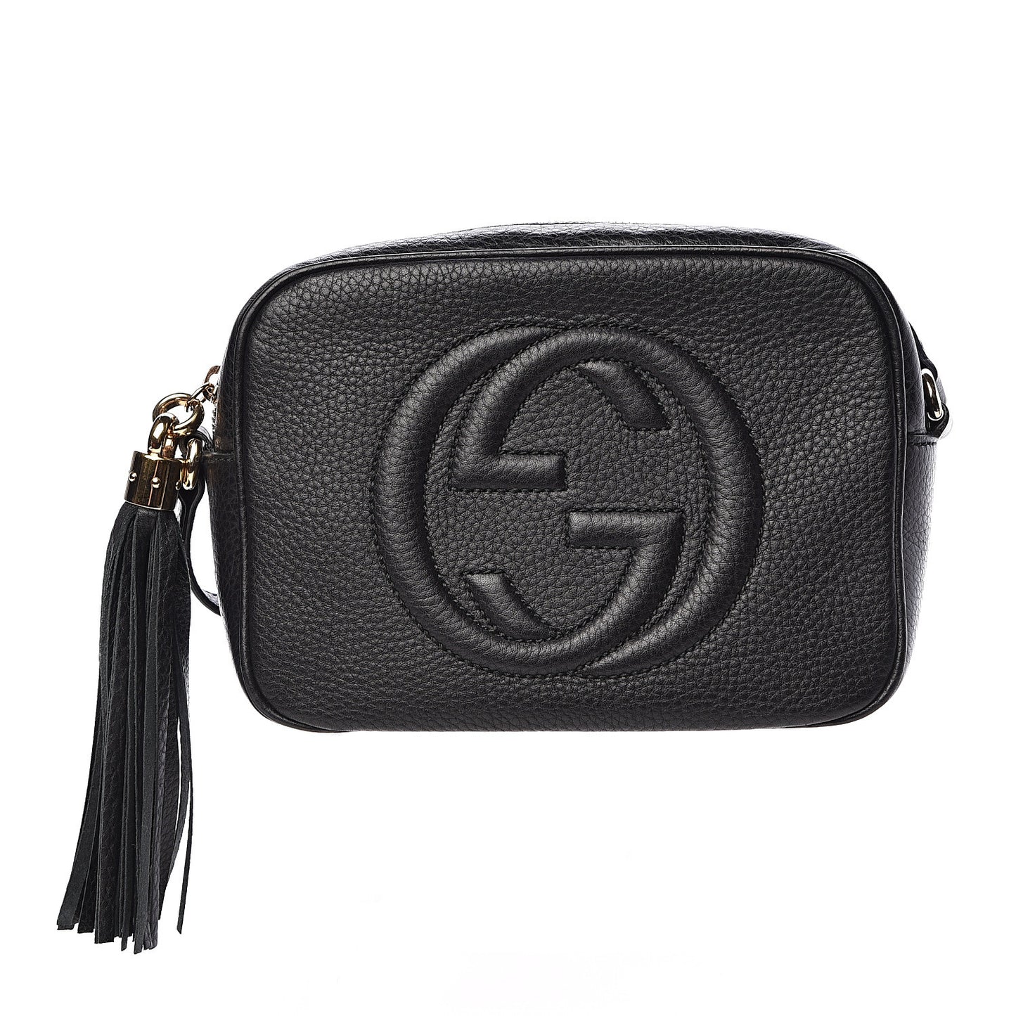 Pebbled Calfskin Small Soho Disco Bag Black