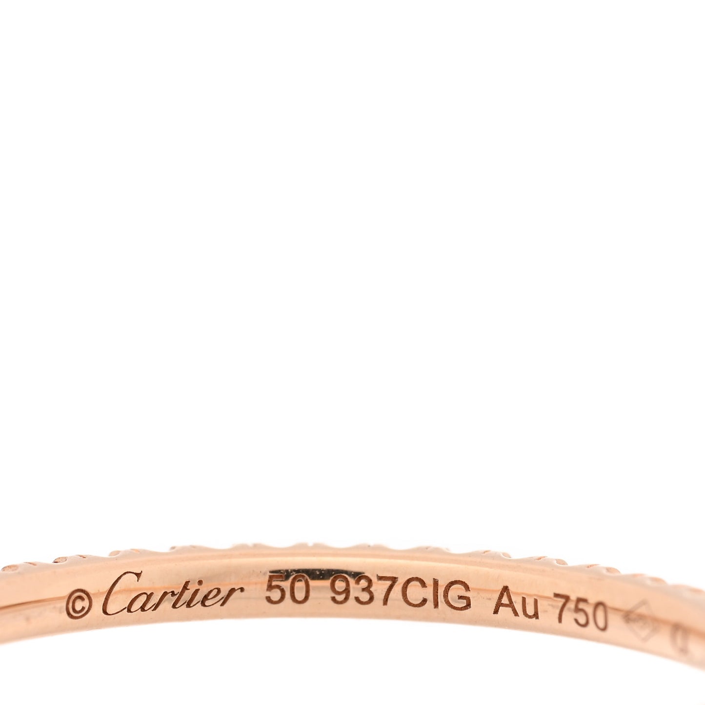 18K Pink Gold Diamond 1.5mm Etincelle de Cartier Wedding Band Ring 50 5.25