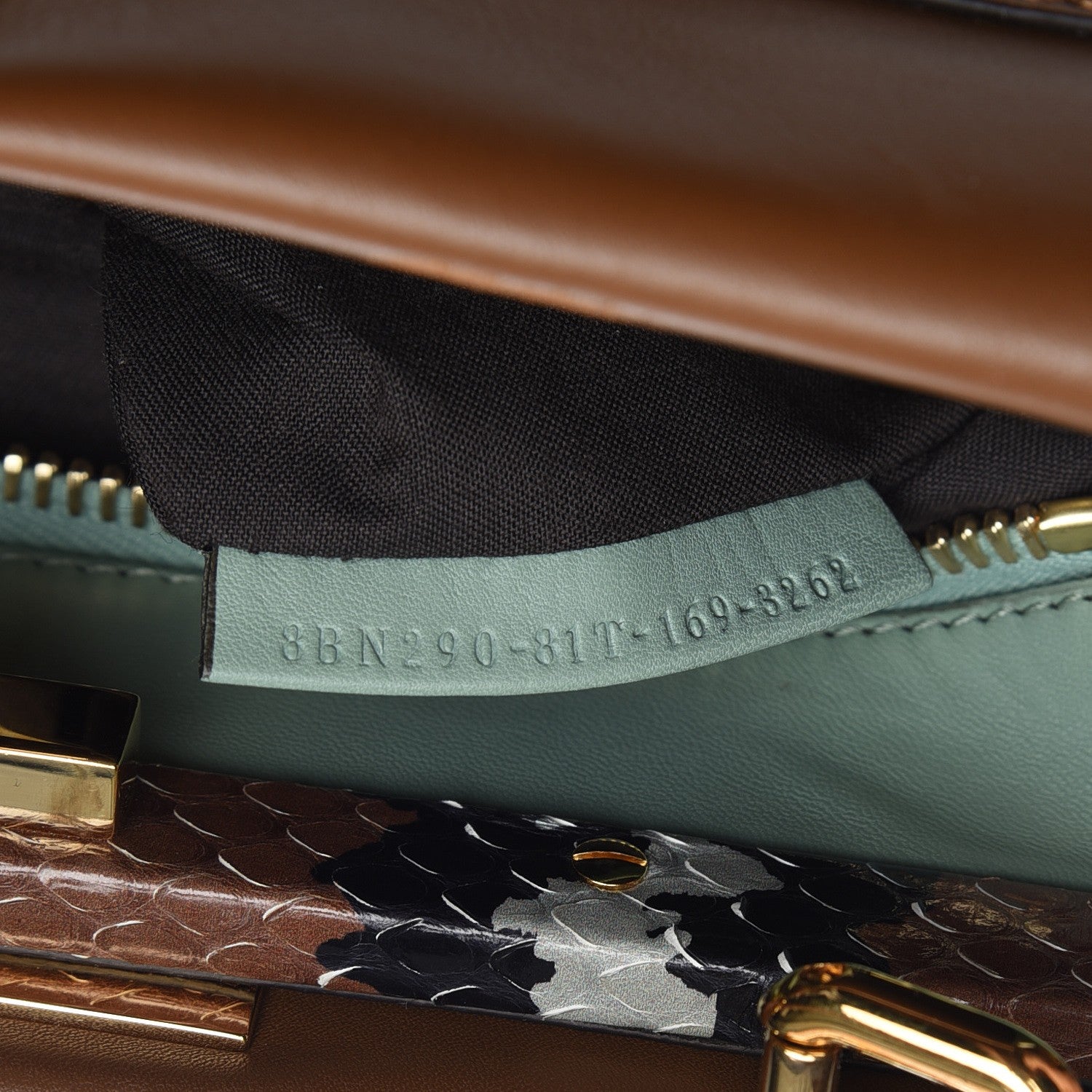 Fendi Vitello Seta Shiny Nappa Ayers Medium Peekaboo Iconic Satchel Brownie Menta 8 of 9